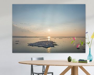 Paysage de glace et de mer sur les bancs de sable de la Waddensea sur Sjoerd van der Wal Photographie