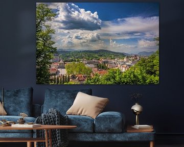 Blick auf die Stadt Ljubljana vom Hügel der Burg Ljubljanski grad von Sjoerd van der Wal Fotografie