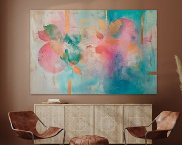 Abstract, circles, pastel and gold by Joriali Abstract