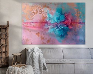 Abstract, bloemen, pastel en bladgoud van Joriali Abstract