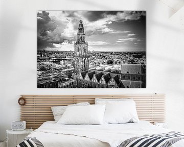 Martinitoren in Groningen skyline panorama van Sjoerd van der Wal Fotografie