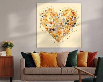 Cheerful multi-coloured heart on neutral background by Lauri Creates