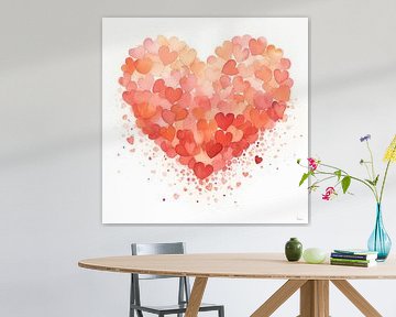 Coeur dans les tons rouge et rose sur Lauri Creates