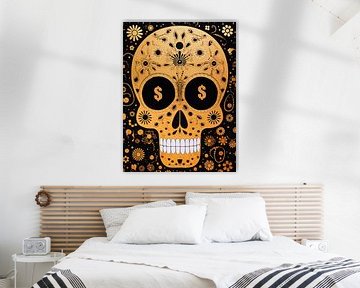 Der Goldene Dollar Skull | Pop Art von Frank Daske | Foto & Design