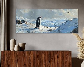 Peinture de pingouins sur la neige sur Caprices d'Art