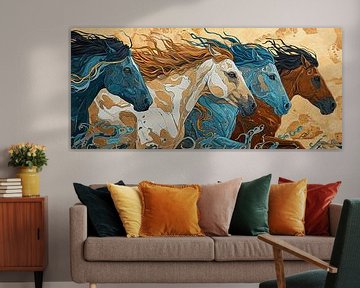 Schilderij Abstracte Paarden van Kunst Kriebels