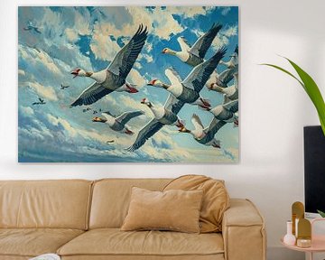 Painting Flying Geese by Kunst Kriebels