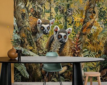 Schilderij Ringstaartmaki van Kunst Kriebels