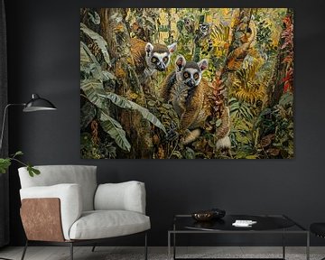 Painting Ring-tailed lemur by Kunst Kriebels