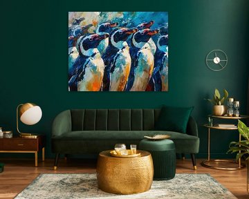 Bunte Pinguine malen von Kunst Kriebels