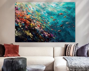 Schilderij Vissen Abstract van Kunst Kriebels