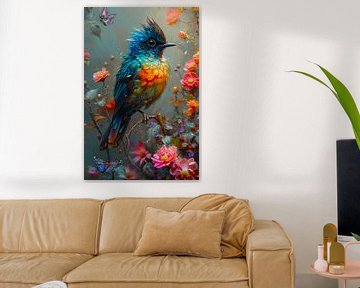 Aquarel kleurrijke vogel van haroulita