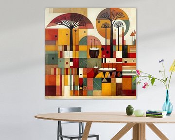 Abstracte compositie met thema Afrikaanse muziek van Lois Diallo