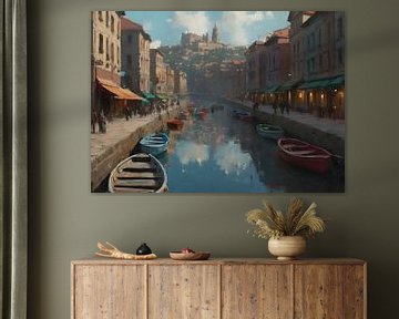 Canal in city by Timba Art