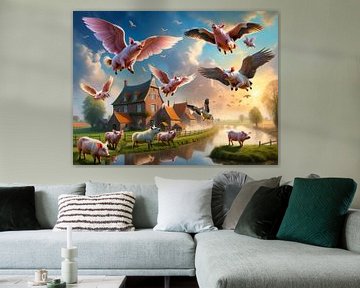 Wanneer varkens vliegen. van LucFineArt