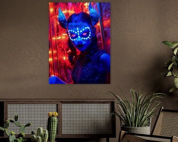 Blue Demon Girl in het Bad Girls Motel | Fotografie van Frank Daske | Foto & Design