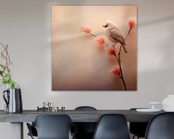 Peachy Fuzzy Bird van Karina Brouwer