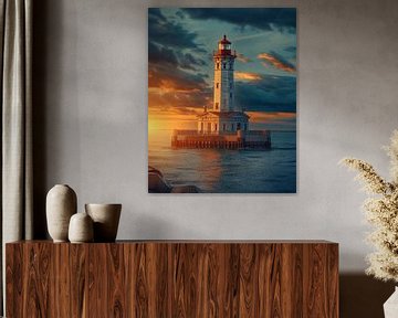 Lighthouse on the evening sea by fernlichtsicht