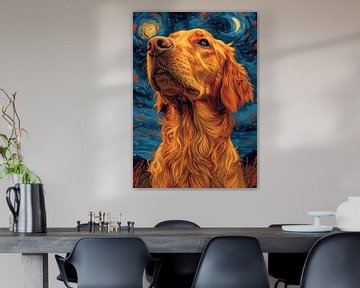 Dog starry sky night, inspired by van Gogh by Niklas Maximilian