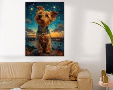 Dog starry sky night, inspired by van Gogh by Niklas Maximilian