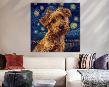 Hund Sternenhimmel Nacht, inspiriert von van Gogh von Niklas Maximilian