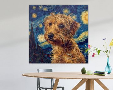 Dog starry sky night, inspired by van Gogh by Niklas Maximilian