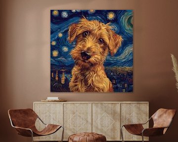 Hond sterrenhemel nacht, geïnspireerd door van Gogh van Niklas Maximilian