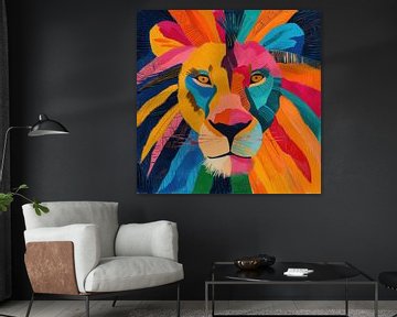 Poster Print lion multicolore sur Niklas Maximilian