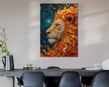 Lion Poster Print Orange sur Niklas Maximilian
