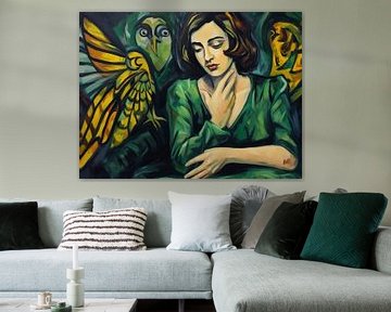 Portrait Frau mit Dämon - Inspiriert vom Deutschen Expressionismus