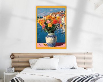 bouquet, fleurs, vase, Italie, mer sur Niklas Maximilian