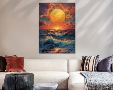 Mond Wellen Meer Ozean Maritim Nacht von Niklas Maximilian