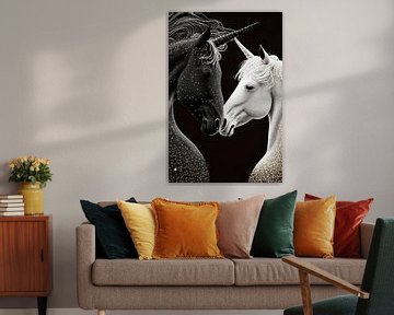 black white unicorns by haroulita