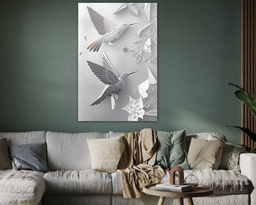 witte 3D kolibries van haroulita