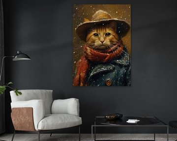 Chat avec chapeau impression poster, inspiré par van Gogh sur Niklas Maximilian