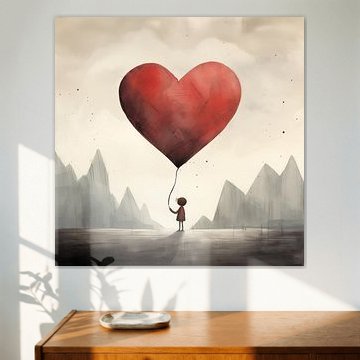 Fille avec un ballon en forme de coeur