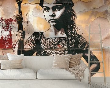 Het weerloze prinsesje | Straatkunst in Banksy-stijl van Frank Daske | Foto & Design