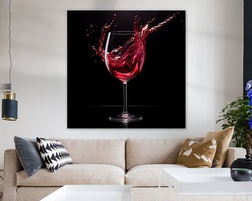 Vin rouge dans un verre portrait splash sur TheXclusive Art