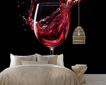 Rode wijn in een glas portret splash van TheXclusive Art