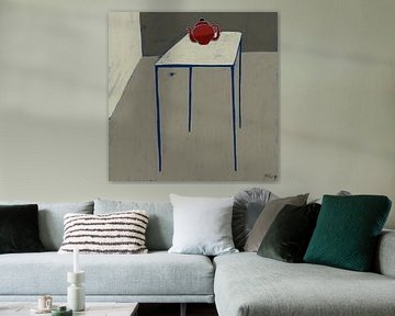 Thin blue table by Martin Groenhout
