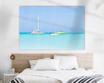 Sailing yachts in the aqua caribbean sea in Aruba in the Netherlands Antilles by Eye on You