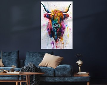 Scottish Highlander in Colour Explosion by Eva Lee