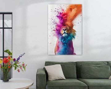 Königliches Brüllen - Löwe in farbenfrohem Display von Eva Lee