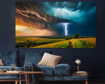 Tornadosturm Blitz und dunkle Wolken in der Landschaft von Mustafa Kurnaz