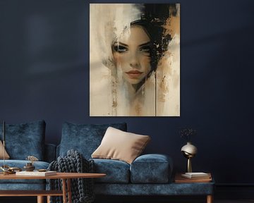 Modern and abstract portrait in earth tones by Carla Van Iersel