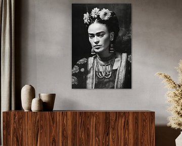 Frida Poster Black and White von Niklas Maximilian