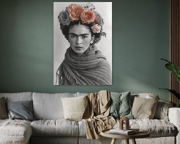 Frida Poster Black and White von Niklas Maximilian