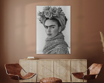 Frida Poster Black and White von Niklas Maximilian