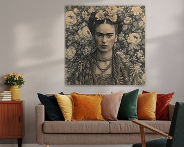 Frida Poster Zwart Wit van Niklas Maximilian