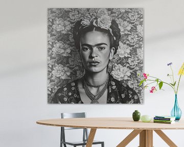 Frida Poster Black and White by Niklas Maximilian